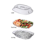 15" Clear Plastic Chilled Serving Tray with Ice Tray & Lid 4-Compartment Party Platter for V1366-AZ2-W-12684