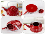 1.1L Red Enamel Stainless Steel Water Kettle for Kitchen Use, Tea and Coffee Pot Compatible with V1369-AZ3-W-17735