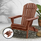 Gardeon Adirondack Outdoor Chairs Wooden Foldable Beach Chair Patio Furniture Brown FF-BEACH-NTLCHAIR-BR