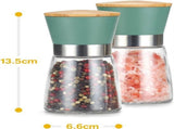 2 Pcs Salt and Pepper Grinder Set with Ceramic Core, Bamboo Lid for Kitchen Dining Table and Cooking V1237-ZY-917-242