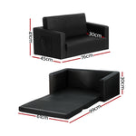 Keezi Kids Sofa 2 Seater Children Flip Open Couch PU Leather Armchair Black KID-SOFA-BK