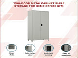 Two-Door Metal Cabinet Shelf Storage for Home Office Gym V63-844341