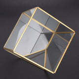 Gold Geometric Shape Succulents Plant Flowerpot Glass Planter Landscape Home Table Decoration V1294-YM0901-3112200036011