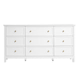 9 Drawer Dresser, Wooden Chest of Drawers with Sliding and Anti-tip Device, Retro Minimalist Dresser V952-FGFCTJ3L9C57RT2W8001V0