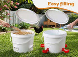 Giantz 20L X2 Chicken Feeder Waterer Set Automatic Poultry Dispenser Metal Stand FIK-FEEDER-ST-20L-WH