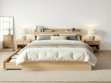 Artiss Single Bed Frame with 2 Storage Drawers Platform Bed Base with USB Ports Sturdy Wooden Slat WBED-F-AURA-S-WD-AB