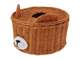 Tissue Box Cover Rattan Cute Bear Brown with Lid Easy Access Round Easy Maintenance Versatile Holder V1294-YM0710-3115230115711