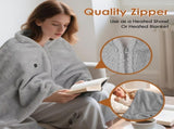 147x82CM Grey Soft Faux Rabbit Fur USB Powered Heated Shawl Blanket with Wearable Zipper, 1.5M Long V888-ELOSUNG49901