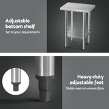 Cefito Stainless Steel Kitchen Benches Work Bench 610x457mm 430 SSKB-430S-24-18