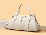 White Women's Premium Wear-Resistant Leather Shoulder Bag - Vintage Frame Kiss-Lock Handbag & V888-ELOSUNG42966
