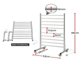 Devanti 10-Bar Freestanding Heated Towel Rail 3-5 Mins Fast Heating Electric Towel Warmer for TW-C-8T-STA1