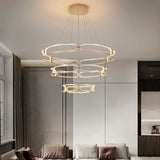 BAMDECOR A209 Colette Ceiling Chandelier Led Modern Circular Art Aluminum Light Fixture for Living V255-BAM-A209/3-GOLD