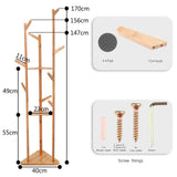 Wooden Coat and Hat Stand with 10 Hooks Floor Standing Clothes and Umbrella Rack V767-XJJ43-G2
