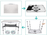Portable Folding Camping Table with Aluminum Frame - Lightweight 60x40x50cm Picnic Table with Mesh V888-ELOSUNG18462