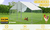 VaKa 3x2x1.95m Metal Walk-in Chicken Coop Rabbit Hutch Cage Hen House Chook Au V465-V51000