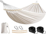 Garden Cotton Hammock Comfortable Fabric Hammock with Spreader Bar Sturdy Hammocks Up to 450lbs V1258-DP02-C-931