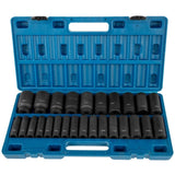 Impact Sockets Set 1/2 Inch Drive 26 PCS Metric 10mm - 36mm Deep 6-Point Set V952-CJTT26PCS12INSD01V0