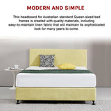 Linen Fabric Queen Bed Deluxe Headboard Bedhead - Sulfur Yellow V63-839561