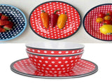 4Pcs Salad Dish Set Red Dots Imitation Porcelain Plate Fruit Food Cake Dish Dinnerware for Kitchen V1294-YM0718-3118210002611