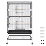 52 inch Standing Large Bird Cage, Carbon Steel Flight Bird Cage for Parakeets, Cockatiels, Parrots, V952-YTSNL312052IBWVKVV0