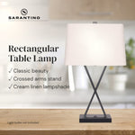 Sarantino Metal Table Lamp Rectangular Shade X Stand LMP-MLM-50643