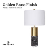 Sarantino Metal and Faux Marble Table Lamp in Black LMP-MLM-4550-BK