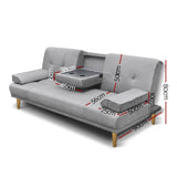 Artiss Sofa Bed 188CM Grey Faux Linen SBED-R1C-LINEN-BK