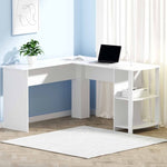 Artiss Computer Desk Shelf L-Shape White 136CM FURNI-N-DESK01-WH-AB