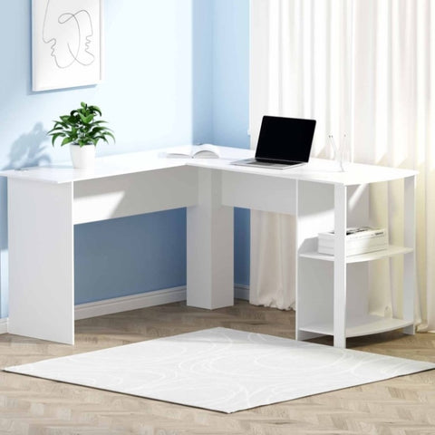 Artiss Computer Desk Shelf L-Shape White 136CM FURNI-N-DESK01-WH-AB