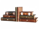2-Piece Vintage Wooden Bookend Set with 6 Storage Drawers, 16.5 x 12.5 x 17 cm V1188-MS-731-045