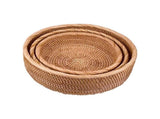 Wicker Basket,Natural Rattan Round Wicker Basket with Lid, Shallow Decorative Organizer for Keys, V1366-AZ2-W-19405