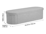 Oval Storage Ottoman Bench, Foldable Teddy Fleece End of Bed Bench, Folding Upholstered Bed Ottoman V952-BYWSZYKZDK40KOB06001V0