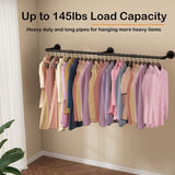 Industrial Iron Pipe Clothes Rail Vintage Wall Shelf V178-66745
