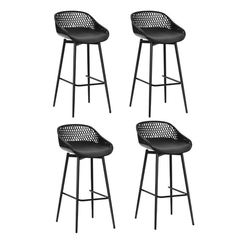 Gardeon 4-Piece Outdoor Bar Stools Plastic Metal Dining Chair Balcony ODF-BA-CHAIR-PP-4X