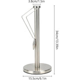 Stainless Steel Paper Roll Holder with Weighted Base Freestanding and Side Retaining Arm for Kitchen V1370-AZ4-25410