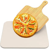 Pizza Stone Set with Food-Grade Cordierite Baking Stone Natural Wood Peel for Ovens, Gas Grills V1189-LC-HW-00460