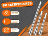 Bit Extension for 3/8Inch Round Shank, High-Carbon Steel Wood Spade Drill Bit Extender 3PCS V1369-AZ3-W-12783