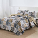 Retro Charm Queen Bedspread Set with Bold Checkered Design V745-MAC080631Q13U
