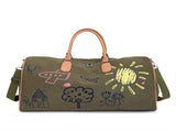 Large Capacity Canvas Travel Duffel Bag with Doodle Print - Weekend & Gym Tote V888-ELOSUNG37028