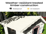 ROVO KIDS Cubby House, Wooden Outdoor DIY Timber Cottage Style Playhouse, for Children V219-PLYCBHRV1WTA