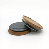 4 Pack 92mm Wide Mouth Acacia Wooden Mason Jar Lids with Food Grade Silicone Sealing Rings, Airtight V1369-AZ3-W-14662