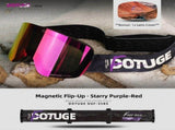 DOTUGE Magnetic Flip-Up Ski Goggles with Dual Frame Design, Anti-Fog HD Lens, Impact-Resistant TPU V1341-ZY-74P5E9RB-OBSIDIANBLACK