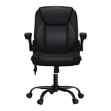 Artiss 2 Point Massage Office Chair Leather Mid Back Black MOC-C-FZ40-2P-BK