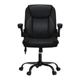 Artiss 2 Point Massage Office Chair Leather Mid Back Black MOC-C-FZ40-2P-BK