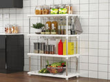 4-Tier Plastic Storage Shelf Unit White Connectable Pantry Shelves 31.4" H x 16.5" W x 8.6" D V1366-AZ2-W-12833