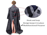 Winter Cozy Warm Loungewear Gift Set 150 x 180CM Dark Grey Flannel Fleece Wearable Blanket with V888-ELOSUNG52547