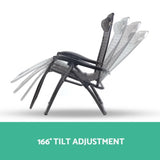 Gardeon 2PC Zero Gravity Chair Folding Outdoor Recliner Adjustable Sun Lounge Camping Grey FF-ZGC-GRX2