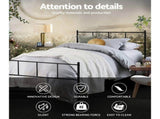 Artiss Bed Frame King Single Metal Bed Frame SOL MBED-C-SOL-KS-BK