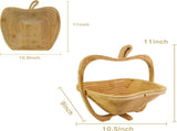Apple Shaped Collapsible Bamboo Fruit Foldable Fruit Bowl Holder & Snack Dry Fruit Storage V1188-MS-909-001