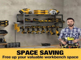 P&P Heavy Duty Power Tool Organizer with 7 Drill Holders Wall Mounted Garage Storage Rack for Tools V767-JJ-ZZ1673